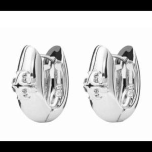 Tory Burch SILVER T logo simple KIRA small HOOP earrings
